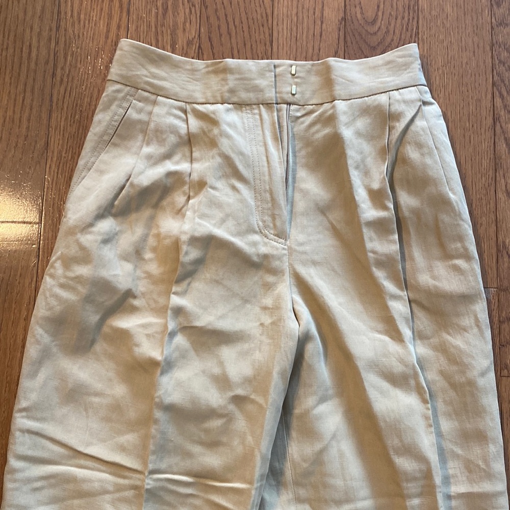 Size 36, camel color, pleated pants